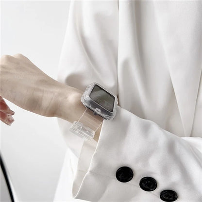 Integrated Watch Strap for Xiaomi Smart Band 8 Pro Adjustable Silicone Watchband with Watch Case