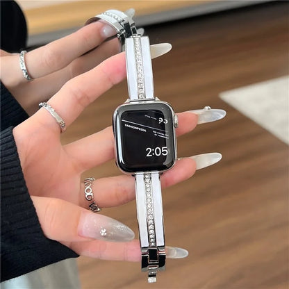For Apple Watch Ultra 2 Ultra 49mm / Series 9 8 7 45mm / 6 5 4 SE (2022) SE (2023) SE 44mm / 3 2 1 42mm Watch Band Epoxy Metal Strap