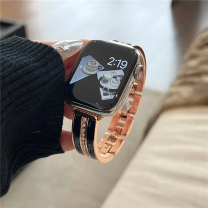 For Apple Watch Series 9 8 7 41mm / 6 5 4 SE (2023) SE (2022) SE 40mm / 3 2 1 38mm Epoxy Watch Band Metal Bangle Strap