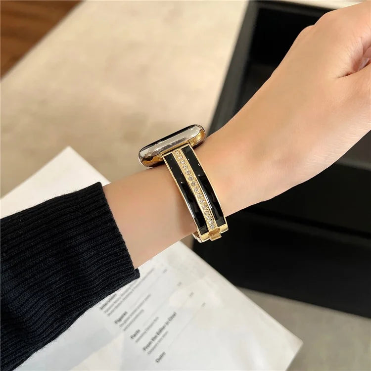 For Apple Watch Series 9 8 7 41mm / 6 5 4 SE (2023) SE (2022) SE 40mm / 3 2 1 38mm Epoxy Watch Band Metal Bangle Strap