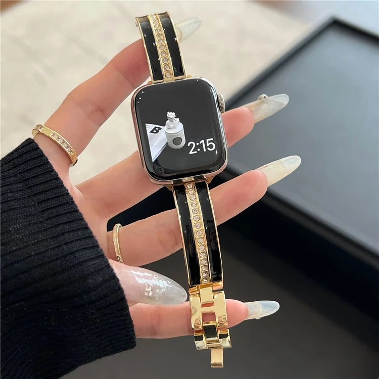 For Apple Watch Series 9 8 7 41mm / 6 5 4 SE (2023) SE (2022) SE 40mm / 3 2 1 38mm Epoxy Watch Band Metal Bangle Strap