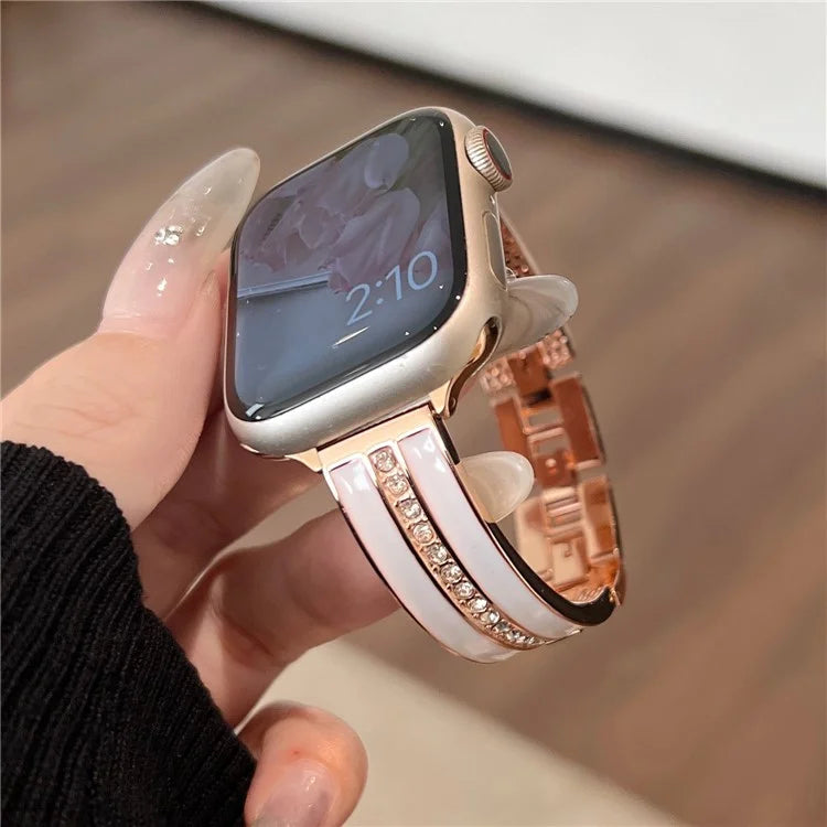 For Apple Watch Series 9 8 7 41mm / 6 5 4 SE (2023) SE (2022) SE 40mm / 3 2 1 38mm Epoxy Watch Band Metal Bangle Strap
