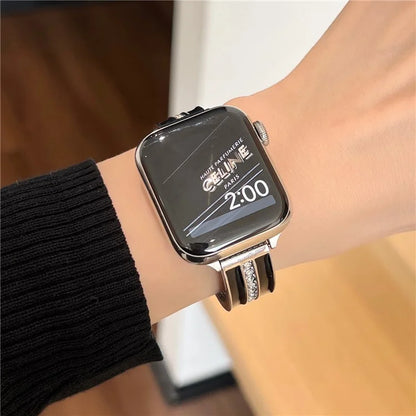 For Apple Watch Series 9 8 7 41mm / 6 5 4 SE (2023) SE (2022) SE 40mm / 3 2 1 38mm Epoxy Watch Band Metal Bangle Strap
