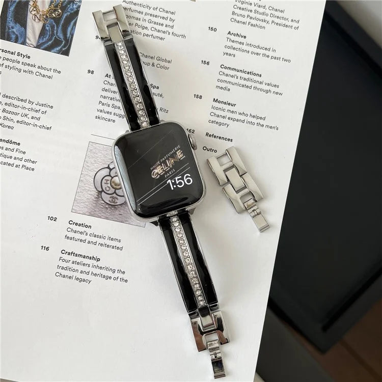 For Apple Watch Series 9 8 7 41mm / 6 5 4 SE (2023) SE (2022) SE 40mm / 3 2 1 38mm Epoxy Watch Band Metal Bangle Strap
