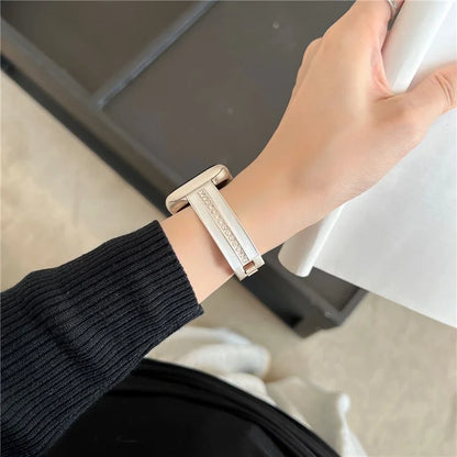 For Apple Watch Series 9 8 7 41mm / 6 5 4 SE (2023) SE (2022) SE 40mm / 3 2 1 38mm Epoxy Watch Band Metal Bangle Strap