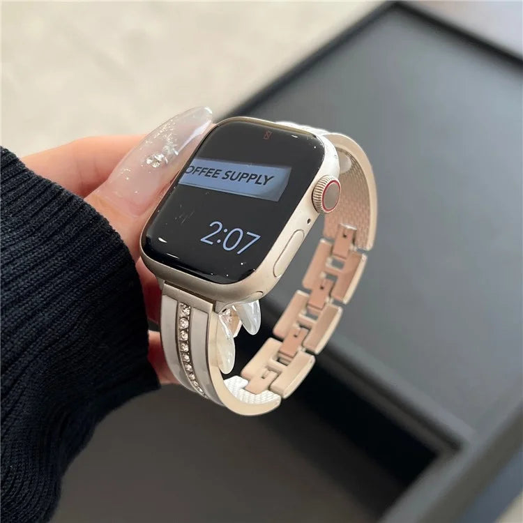For Apple Watch Series 9 8 7 41mm / 6 5 4 SE (2023) SE (2022) SE 40mm / 3 2 1 38mm Epoxy Watch Band Metal Bangle Strap