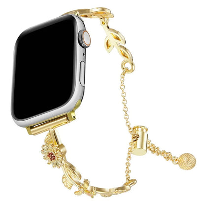 For Apple Watch Ultra 2 Ultra 49mm / Series 9 8 7 45mm / 6 5 4 SE (2022) SE (2023) SE 44mm / 3 2 1 42mm Sunflower Watch Band Zinc Alloy