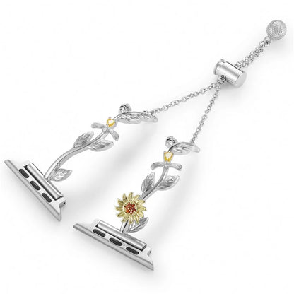 For Apple Watch Ultra 2 Ultra 49mm / Series 9 8 7 45mm / 6 5 4 SE (2022) SE (2023) SE 44mm / 3 2 1 42mm Sunflower Watch Band Zinc Alloy