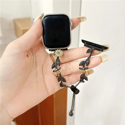 For Apple Watch Ultra 2 Ultra 49mm / Series 9 8 7 45mm / 6 5 4 SE (2022) SE (2023) SE 44mm / 3 2 1 42mm Sunflower Watch Band Zinc Alloy