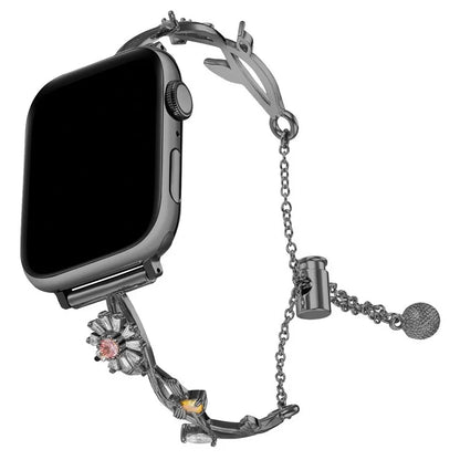 For Apple Watch Ultra 2 Ultra 49mm / 9 8 7 45mm / 6 5 4 SE (2023) SE (2022) SE 44mm / 3 2 1 42mm Zinc Alloy Watch Band Flower Bangle Bracelet