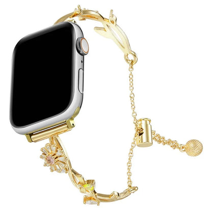 For Apple Watch Series 9 8 7 41mm / 6 5 4 SE (2022) SE (2023) SE 40mm / 3 2 1 38mm Zinc Alloy Watch Band Rotary Flower