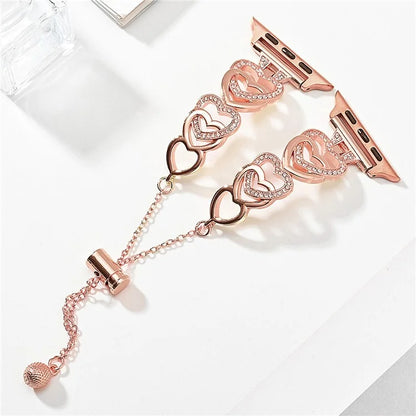 For Apple Watch Series 9 8 7 41mm / 6 5 4 SE (2022) SE (2023) SE 40mm / 3 2 1 38mm Watch Band Zinc Alloy Heart Bracelet