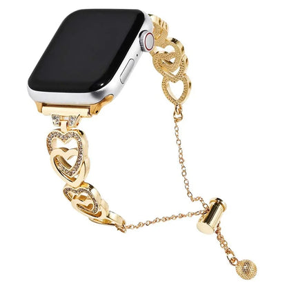 For Apple Watch Series 9 8 7 41mm / 6 5 4 SE (2022) SE (2023) SE 40mm / 3 2 1 38mm Watch Band Zinc Alloy Heart Bracelet