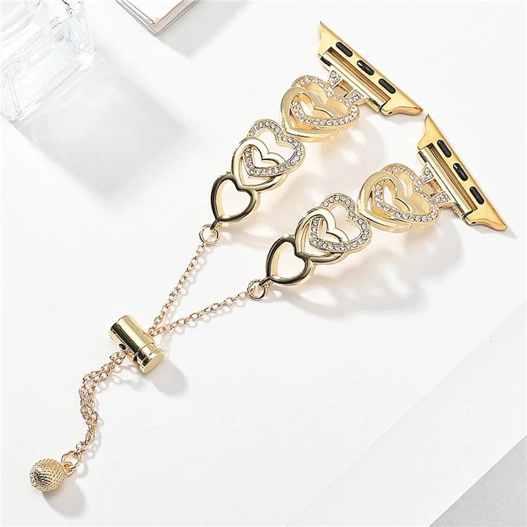 For Apple Watch Series 9 8 7 41mm / 6 5 4 SE (2022) SE (2023) SE 40mm / 3 2 1 38mm Watch Band Zinc Alloy Heart Bracelet