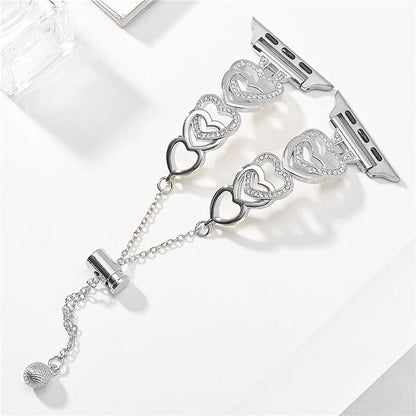 For Apple Watch Ultra 2 Ultra 49mm / 9 8 7 45mm / 6 5 4 SE (2023) SE (2022) SE 44mm / 3 2 1 42mm Dressy Strap Zinc Alloy Heart Watch Band