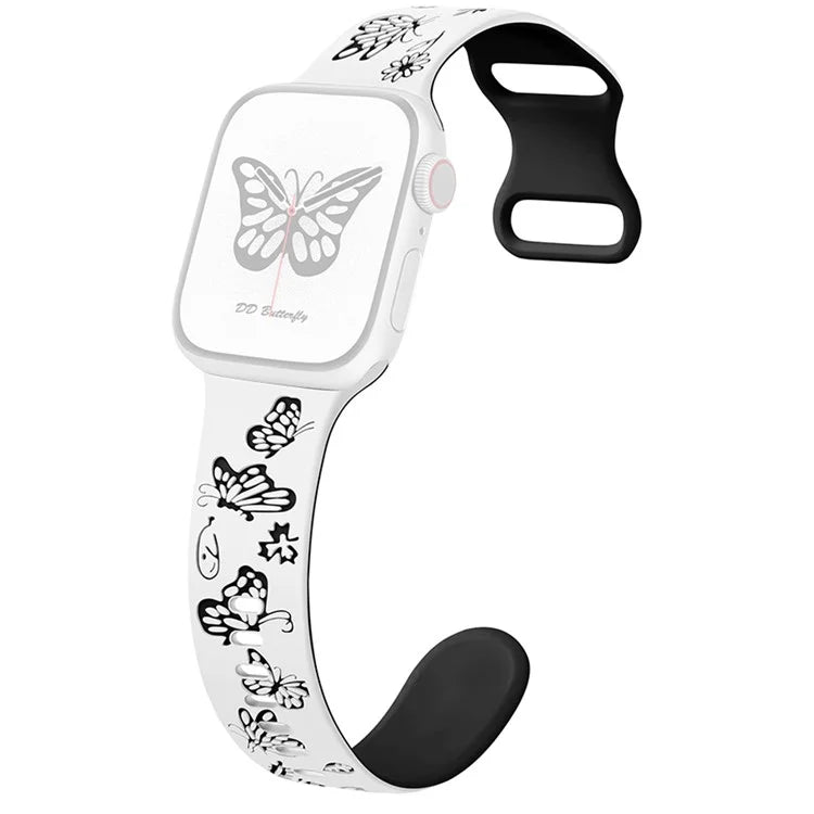For Apple Watch Ultra 2 Ultra 49mm / Series 9 8 7 45mm / 6 5 4 SE (2022) SE (2023) SE 44mm / 3 2 1 42mm Butterfly Silicone Band