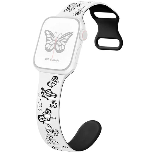 For Apple Watch Ultra 2 Ultra 49mm / Series 9 8 7 45mm / 6 5 4 SE (2022) SE (2023) SE 44mm / 3 2 1 42mm Butterfly Silicone Band