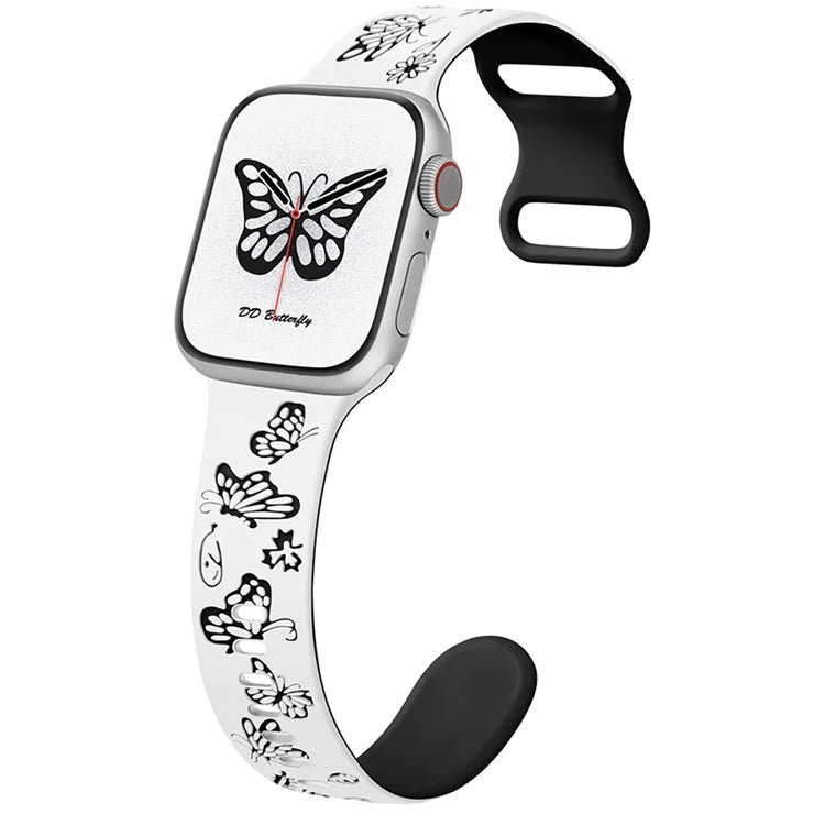 For Apple Watch Ultra 2 Ultra 49mm / Series 9 8 7 45mm / 6 5 4 SE (2022) SE (2023) SE 44mm / 3 2 1 42mm Butterfly Silicone Band