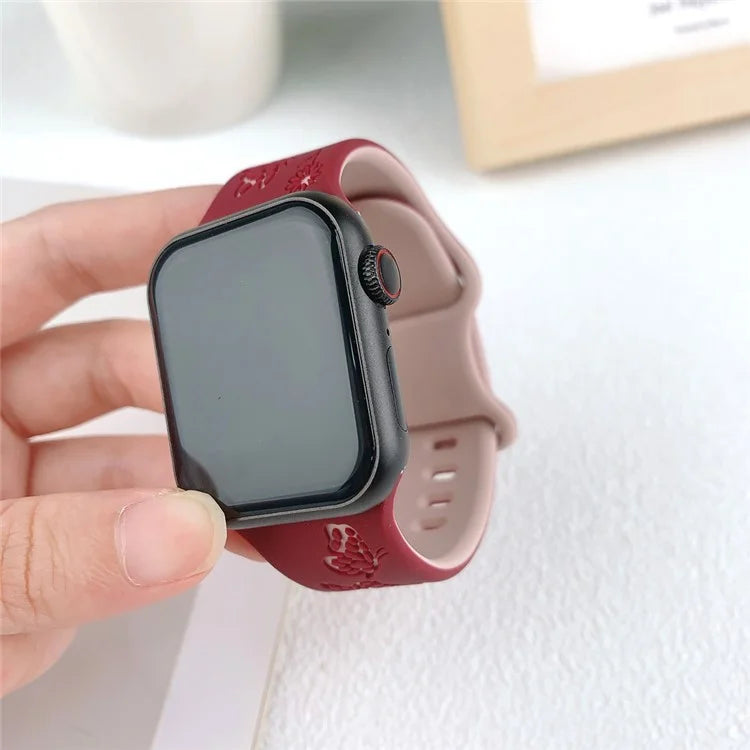 For Apple Watch Ultra 2 Ultra 49mm / Series 9 8 7 45mm / 6 5 4 SE (2022) SE (2023) SE 44mm / 3 2 1 42mm Butterfly Silicone Band