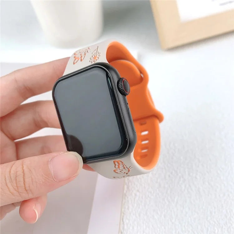 For Apple Watch Series 9 8 7 41mm / 6 5 4 SE (2022) SE (2023) SE 40mm / 3 2 1 38mm Band Dual Color Silicone Strap