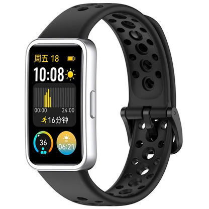 For Huawei Band 9 / 9 NFC / 8 / 8 NFC Breathable Holes Replacement Band Silicone Watch Strap