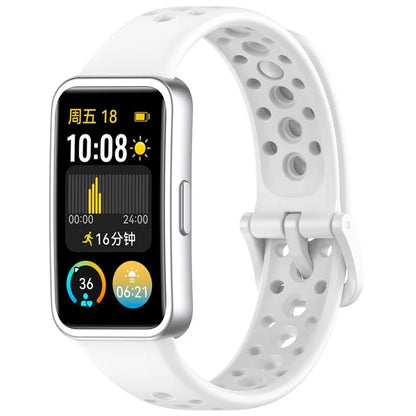 For Huawei Band 9 / 9 NFC / 8 / 8 NFC Breathable Holes Replacement Band Silicone Watch Strap