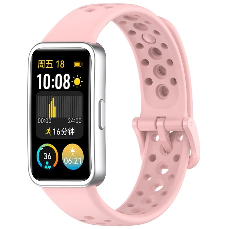 For Huawei Band 9 / 9 NFC / 8 / 8 NFC Breathable Holes Replacement Band Silicone Watch Strap