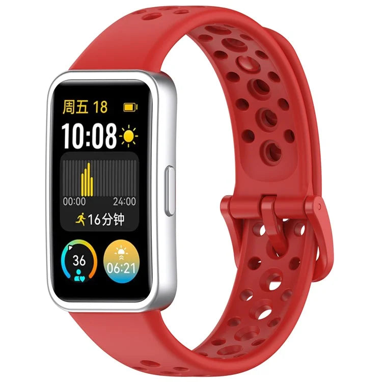 For Huawei Band 9 / 9 NFC / 8 / 8 NFC Breathable Holes Replacement Band Silicone Watch Strap