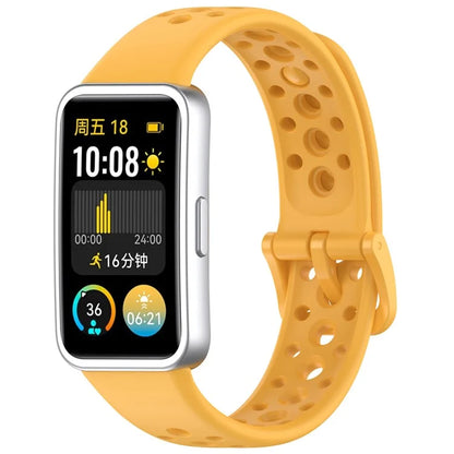 For Huawei Band 9 / 9 NFC / 8 / 8 NFC Breathable Holes Replacement Band Silicone Watch Strap