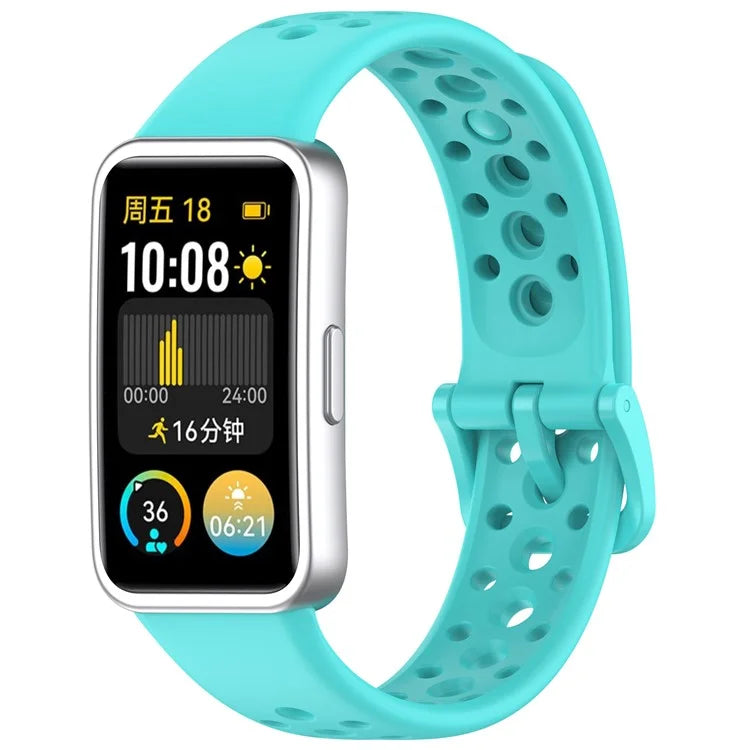 For Huawei Band 9 / 9 NFC / 8 / 8 NFC Breathable Holes Replacement Band Silicone Watch Strap