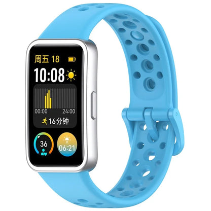For Huawei Band 9 / 9 NFC / 8 / 8 NFC Breathable Holes Replacement Band Silicone Watch Strap