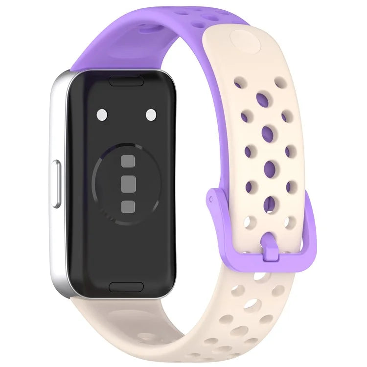 For Huawei Band 9 / 9 NFC / 8 / 8 NFC Breathable Holes Replacement Band Silicone Watch Strap+Purple