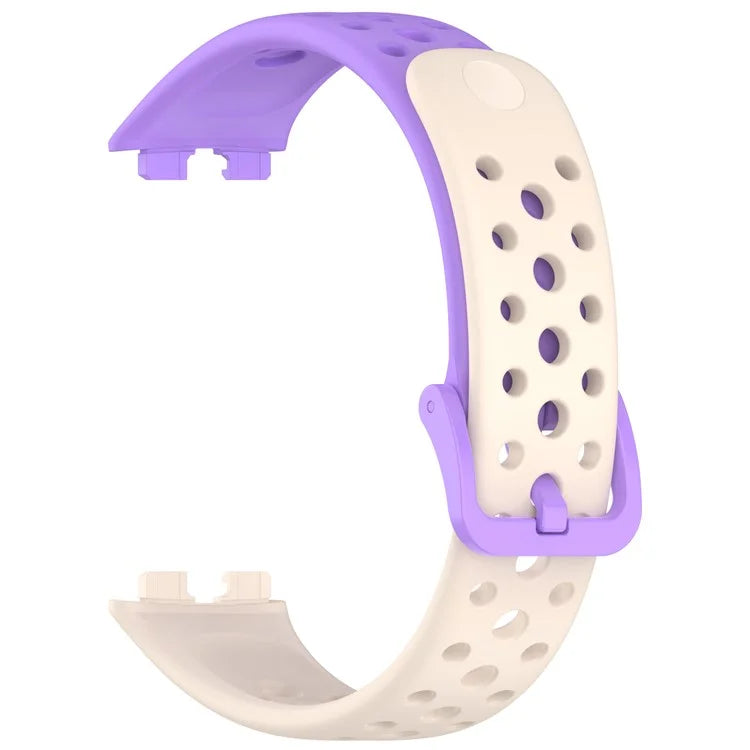 For Huawei Band 9 / 9 NFC / 8 / 8 NFC Breathable Holes Replacement Band Silicone Watch Strap+Purple