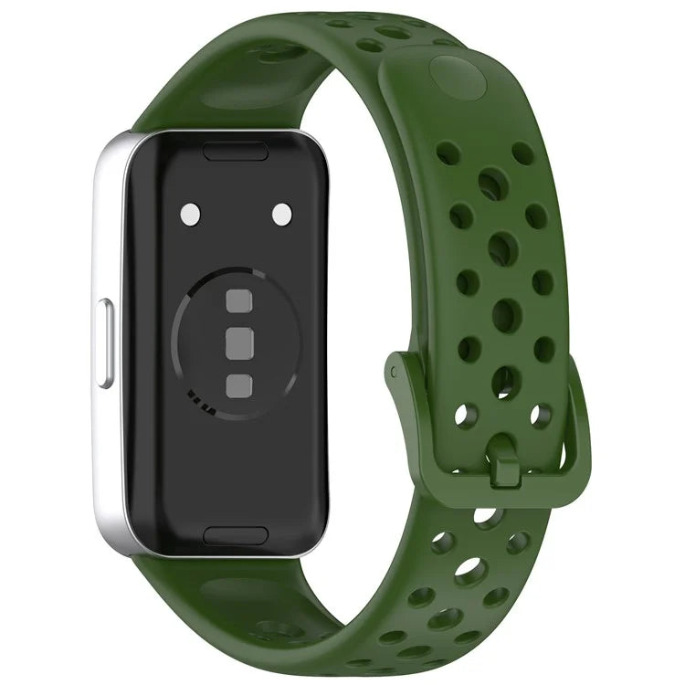 For Huawei Band 9 / 9 NFC / 8 / 8 NFC Breathable Holes Replacement Band Silicone Watch Strap