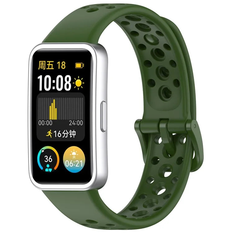 For Huawei Band 9 / 9 NFC / 8 / 8 NFC Breathable Holes Replacement Band Silicone Watch Strap