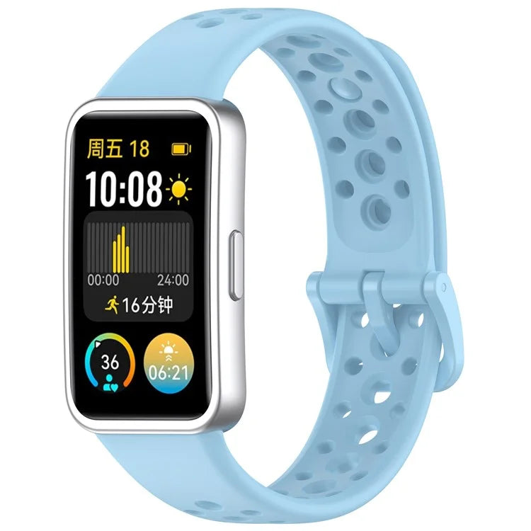 For Huawei Band 9 / 9 NFC / 8 / 8 NFC Breathable Holes Replacement Band Silicone Watch Strap