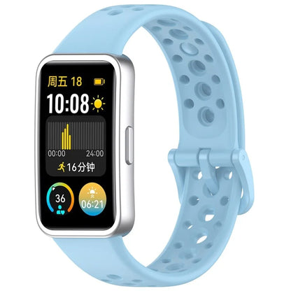 For Huawei Band 9 / 9 NFC / 8 / 8 NFC Breathable Holes Replacement Band Silicone Watch Strap