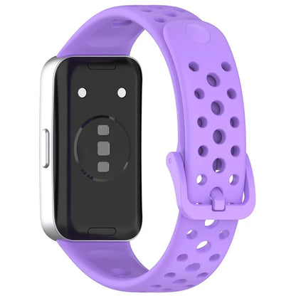 For Huawei Band 9 / 9 NFC / 8 / 8 NFC Breathable Holes Replacement Band Silicone Watch Strap