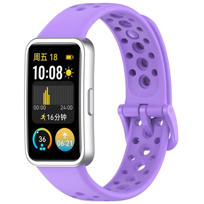 For Huawei Band 9 / 9 NFC / 8 / 8 NFC Breathable Holes Replacement Band Silicone Watch Strap