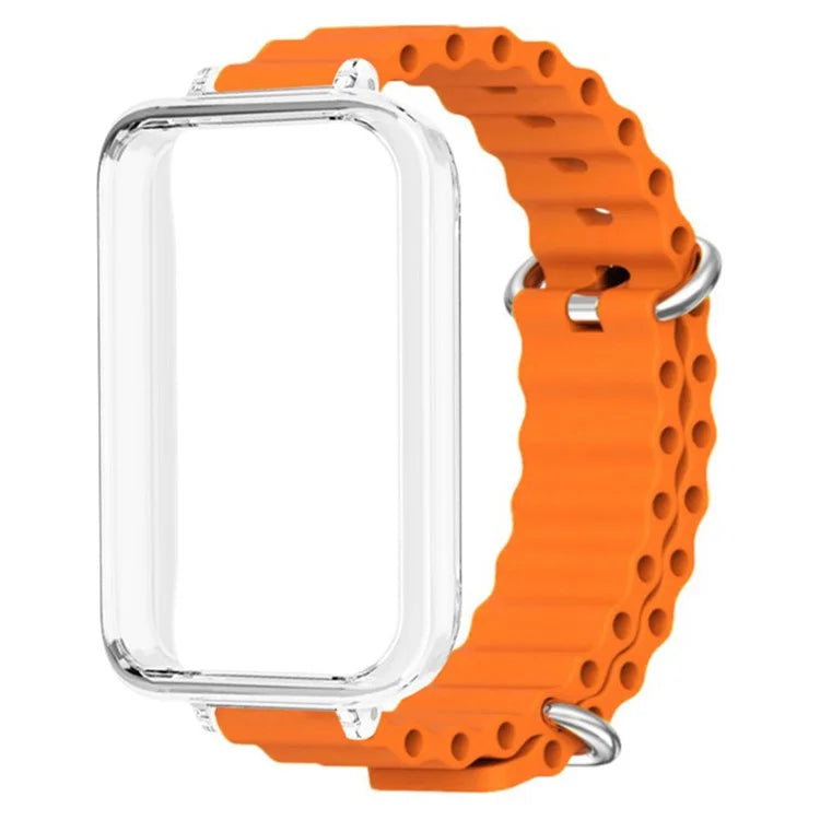 For Honor Band 9 Watch Band Ocean Silicone Strap with Transparent Case