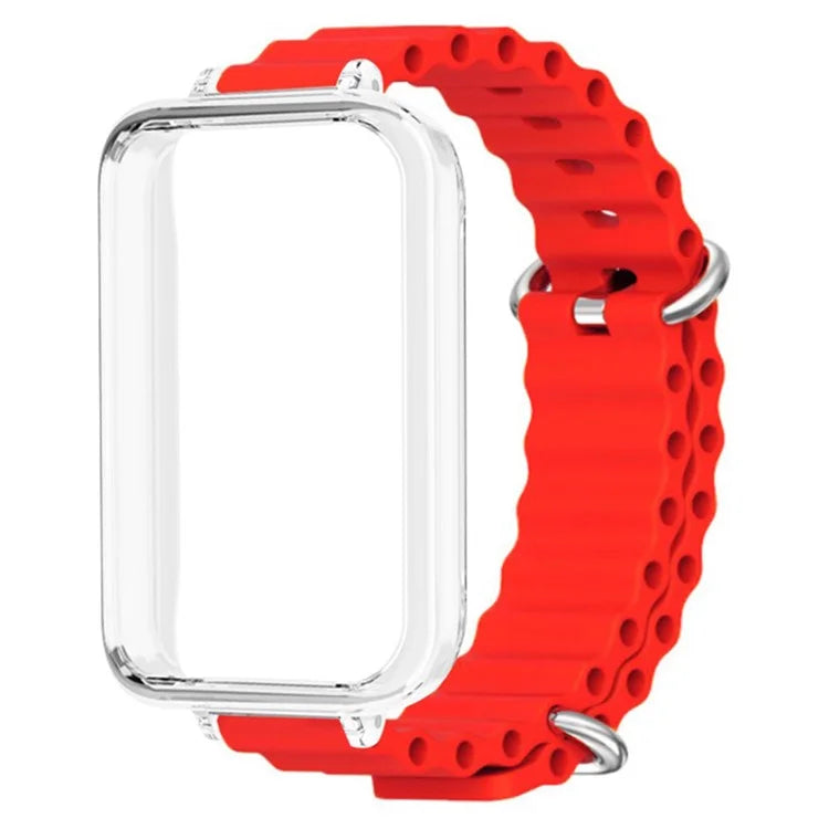 For Honor Band 9 Watch Band Ocean Silicone Strap with Transparent Case