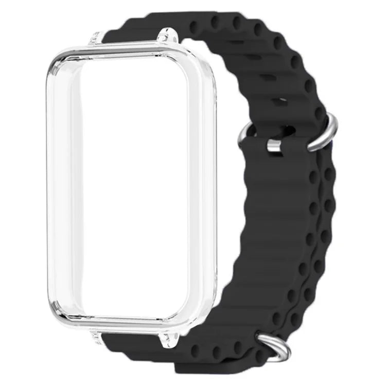 For Honor Band 9 Watch Band Ocean Silicone Strap with Transparent Case