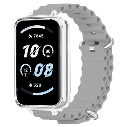 For Honor Band 9 Watch Band Ocean Silicone Strap with Transparent Case