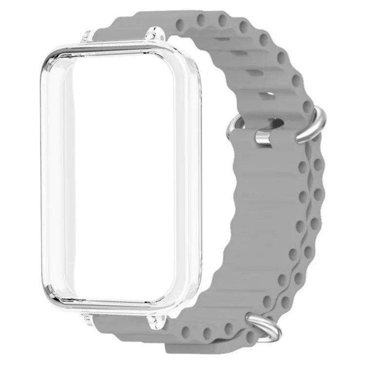 For Honor Band 9 Watch Band Ocean Silicone Strap with Transparent Case
