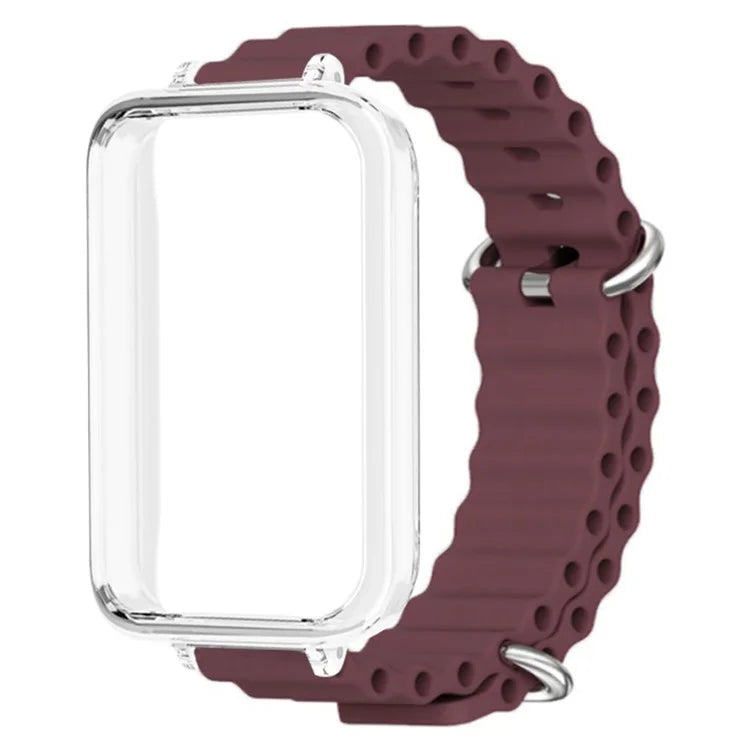 For Honor Band 9 Watch Band Ocean Silicone Strap with Transparent Case