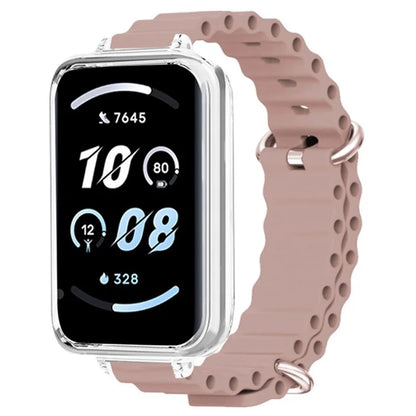 For Honor Band 9 Watch Band Ocean Silicone Strap with Transparent Case