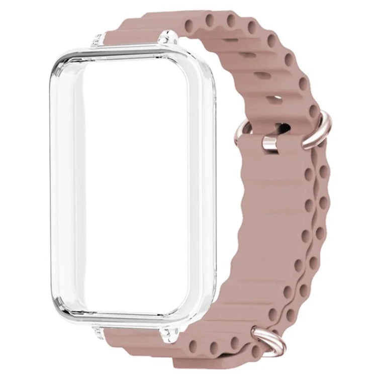 For Honor Band 9 Watch Band Ocean Silicone Strap with Transparent Case