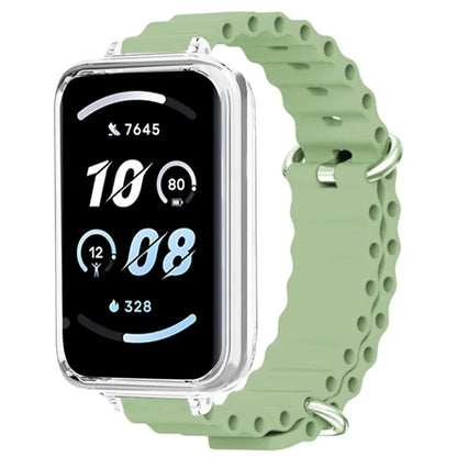 For Honor Band 9 Watch Band Ocean Silicone Strap with Transparent Case