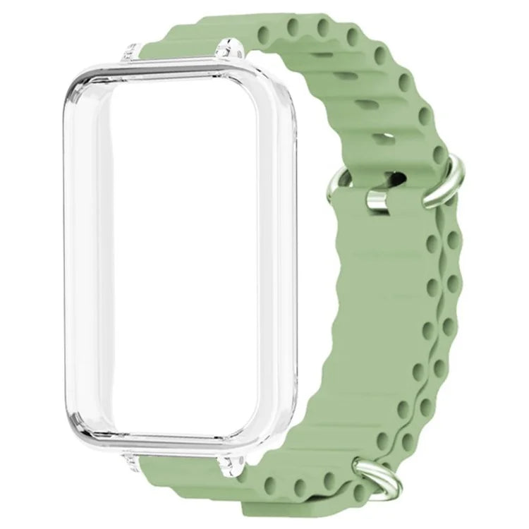 For Honor Band 9 Watch Band Ocean Silicone Strap with Transparent Case