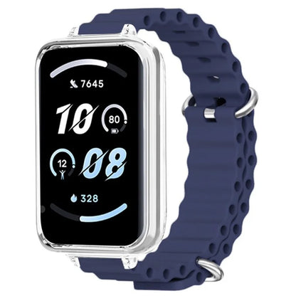 For Honor Band 9 Watch Band Ocean Silicone Strap with Transparent Case